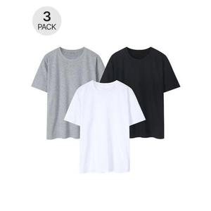 [파라고나]3장세트/ 코마사 30수 라운드 면 반팔 티셔츠 학생티 이너 레이어드 무지