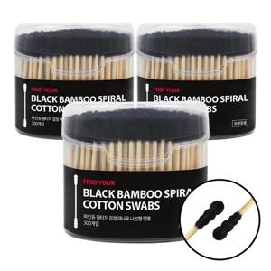 [파인듀]파인듀 검정 면봉 천연솜 대나무 300개입x3개