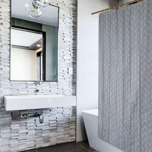 [에이치플러스몰]목욕커튼 헤링본 체크 샤워 커튼 소