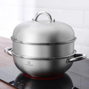 바겐슈타이거 인덕션 스텐 찜기 2단 찜솥 대형 전골냄비 28cm