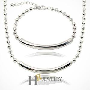 [호림쥬얼리]실버92.5정.품)세련)예쁜(HR)실버 키팅 스틱 세트(大)(목걸이+팔찌)
