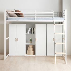 [에보니아] 토리노 철재 수퍼싱글 벙커침대 브베 수납옷장C형 매트포함(그린폼매트)