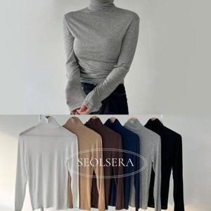[셀러허브_여성트랜드패션]1+1 6컬러 넉넉 목폴라 얇은목티 이너 레이어드티