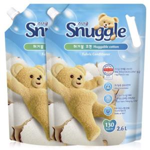 [스너글] 섬유유연제 2.6L 2개 3종 택 1 고농축 대용량 리필 (허거블 코튼/허거블 션사인/블루밍 부케)