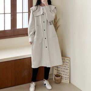 H스타일(DK)네모세일러롱JK 여성 봄점퍼 여자 봄자켓 봄아우터 JK 사파리 코트