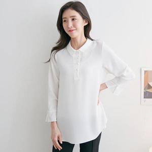 [드리다]엄마옷  여성 봄 카라 반오픈 쉬폰 흰색 빅사이즈 하객 정장 블라우스 중년 40-50대 마담의류 상..