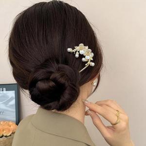 혼주머리장식 셀프웨딩 올림머리 자개꽃 진주 U자비녀