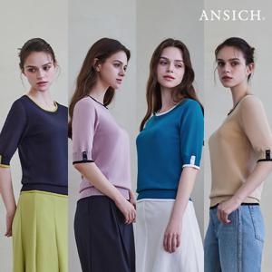 [안지크]25SS 컬러 블록 썸머 인견 니트 4종