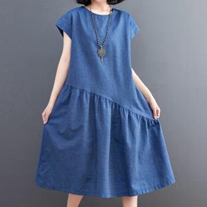 나바바 / NO890 여성 얇은 캐주얼 반팔 데님 원피스