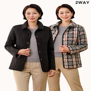 [마담엘레강스][마담엘레강스] 에이스 체크 리버시블 퀼팅 자켓 KYV3JK01