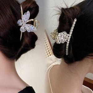 ToB 꽃진주 집게핀 황금 쿠빅 나비 대형 지르코니아 화려한 WFM1Q0E