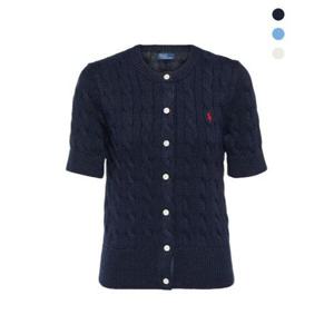 [폴로랄프로렌]여성 꽈배기 케이블 반팔가디건