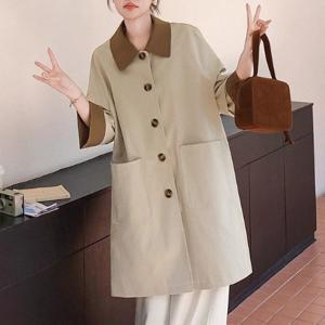 [블랙퀸] 바스파 소매배색 루즈핏 트렌치코트 blk004553