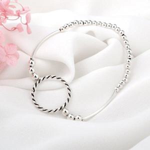 [미니아트] 92.5 실버 꼬임 링 볼 은 팔찌 MU217