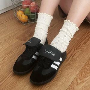 [루즈루나] 발레안 프릴 레이스 시스루 골지 양말 봄 여름 긴양말 루즈삭스