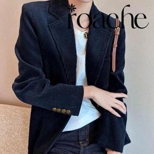 [헬렌]로아체 여성 모던 코듀로이 골덴 원버튼 자켓 런던코