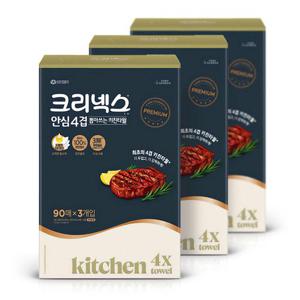 크리넥스 키친타올 뽑아쓰는 4겹 90매 3입 3팩