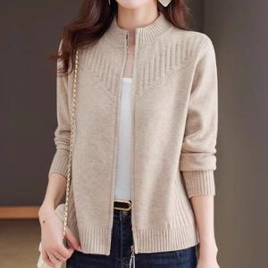 [블랙퀸]  스탠드카라 집업 니트 가디건 blk004493