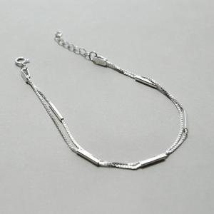 제이로렌 0B0714 미니 막대 바 2줄 실버 순은팔찌