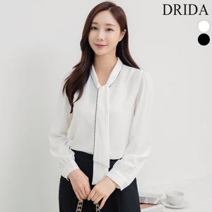 드리다 여성 봄 가을 브이넥 리본 타이 쉬폰 블라우스 40-50대 미시 중년여성 엄마옷 하객 출근 학부모