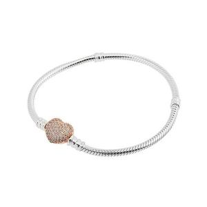 판도라 모먼트 파베 하트 위드 로즈 팔찌 586292CZ