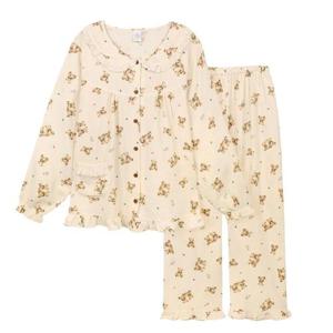 바풀 MJ CZ 188116 순면 잠옷 여성 라운드 파자마 실내복 상하세트 소프트 코튼 - 면100