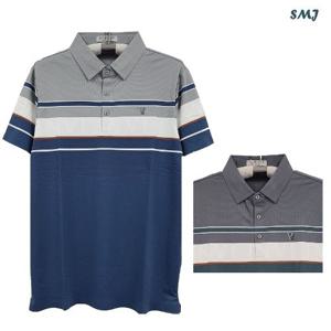 SMJ1825 남자 반팔 카라 티셔츠 무봉제 선염 반팔티 중년 남성  봄 여름