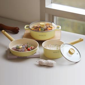 슈톨츠 IH 머랭 쿡웨어 냄비+전골+팬 3종(24전골+18편수+24팬) 국내생산 통주물 냄비 후라이팬