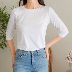 여름 여자 이너 기본티 라운드 7부 스판 롱 티셔츠 40-50대 중년여성 엄마옷 미시 캐주얼 레이어드