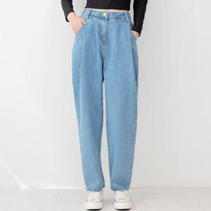 여자청바지 여자핀턱오버핏배기청바지 연청