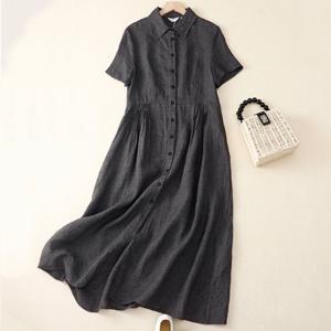 ★타임특가★ [블랙퀸] 이위튼 셔츠형 반팔 원피스 blk003399