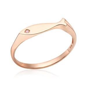 [비앤비골드] 14K 물고기 큐빅아이 슬릿 투어마린 탄생석 반지 NPR42018