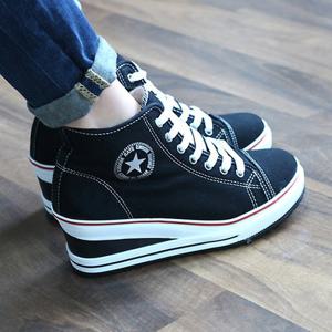 [더힐슈즈] 키높이 캔버스 여성 운동화 하이탑스니커즈 6cm/2color sjcnk-skech