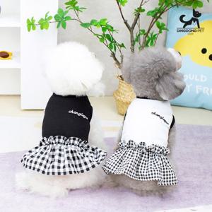 딩동펫 고양이 강아지옷 베이직 체크 프릴 원피스