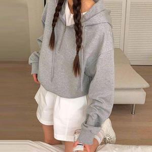 [유야]면 무지 반집업 긴팔 후드티 -TS0231H- 여성의류 가을 코디