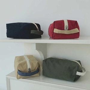 캔버스 스퀘어 손잡이 파우치 화장품정리 가방 휴대용 WEC909C