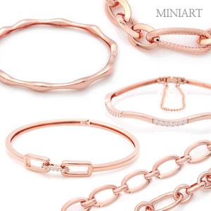 미니아트 14Kgp 로즈골드 뱅글 체인 팔찌 9종