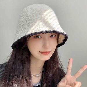 여자 귀여운 부클 뽀글이 버킷햇 봄 가을 배색 모자
