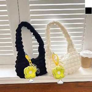 퀄팅 폭신 구름 꽃키링 숄더백 1P 데일리 미니 가방 (WCB33E4)