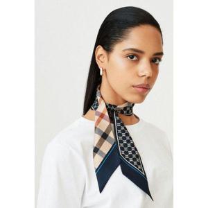 갤러리아_DCSC6E121N2 닥스 [SILK 100%] 네이비 체크프린트 쁘띠 실크스카프