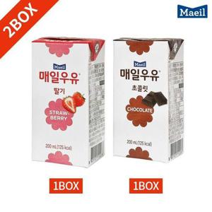 갤러리아_매일 멸균우유 초코 딸기 2종 200ml x 24팩 묶음