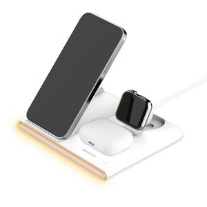 [ VIP 특가 I 스마텍 ] 3in1 15W 접이식 멀티 무선 워치 고속 충전기 I 거치대 무드등 STQC-AG5