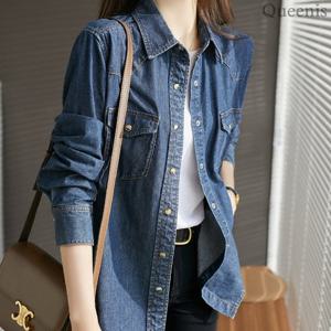 [퀸이즈] [~77까지]스냅 버튼 데님 셔츠