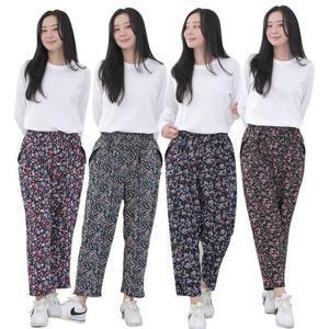 여성 꽃무늬 몸빼바지 밴딩팬츠 작업복 촌캉스 지퍼 (WFJX8WS)