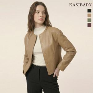 [카시바디] 미니멀 노카라 양가죽 자켓
