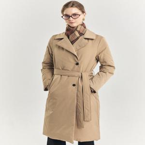 헤지스 여성 [구스다운] 베이지 체크 안감 논퀼팅 롱 중량다운 점퍼 (HSJU4D910I2)