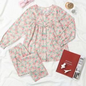 [메이플라워]밀키로즈 긴팔 순면 여성 빅사이즈 잠옷 세트