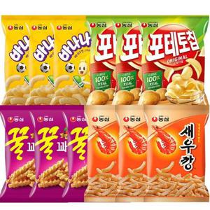 갤러리아_농심 새우깡 3봉+꿀꽈배기 3봉+포테토칩3봉+바나나킥3봉