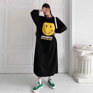 [유야]여성 99까지 나염 면 긴팔 롱 원피스 -FOP0165- 봄 가을