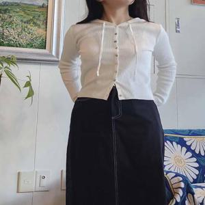 [릴룸]후드골지 가디건 데일리룩 간절기가디건